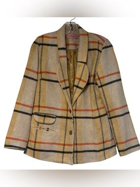 La Pablo Plaid Trendy Long Line 3 Button Refined Blazer sz38/M